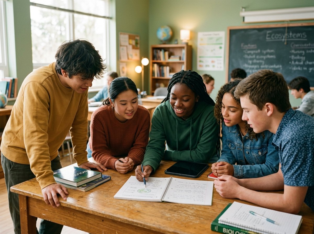 Students collaborating in classroom